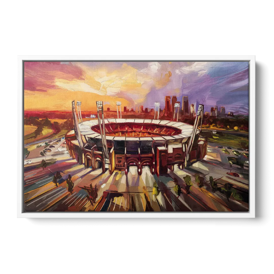 Kansas City Chiefs Stadium - White Frame Canvas
