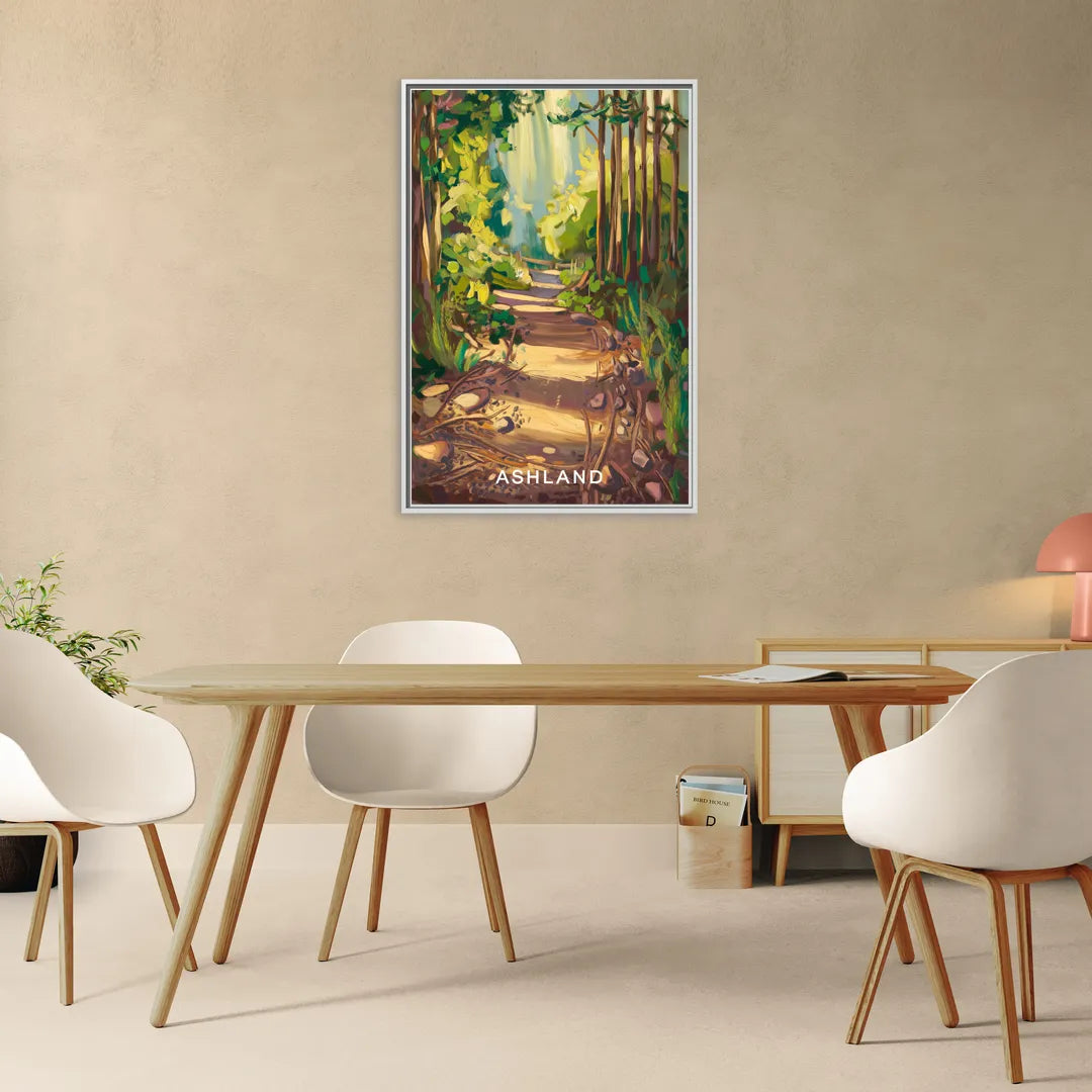 Ashland Hiking Paths - Living Room White Frame Canvas