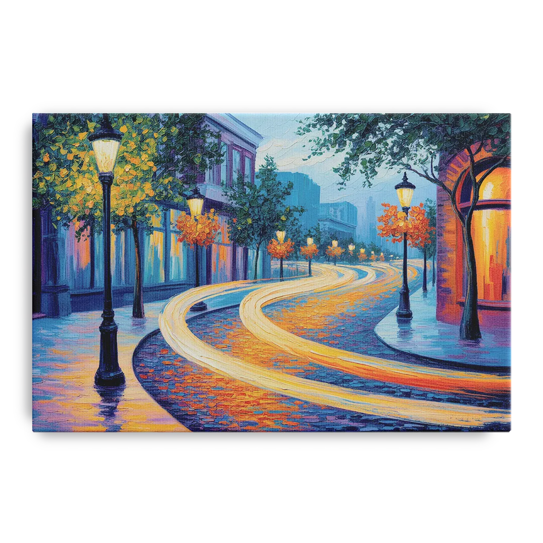 Crescent Street Lights - Canvas Wall Art