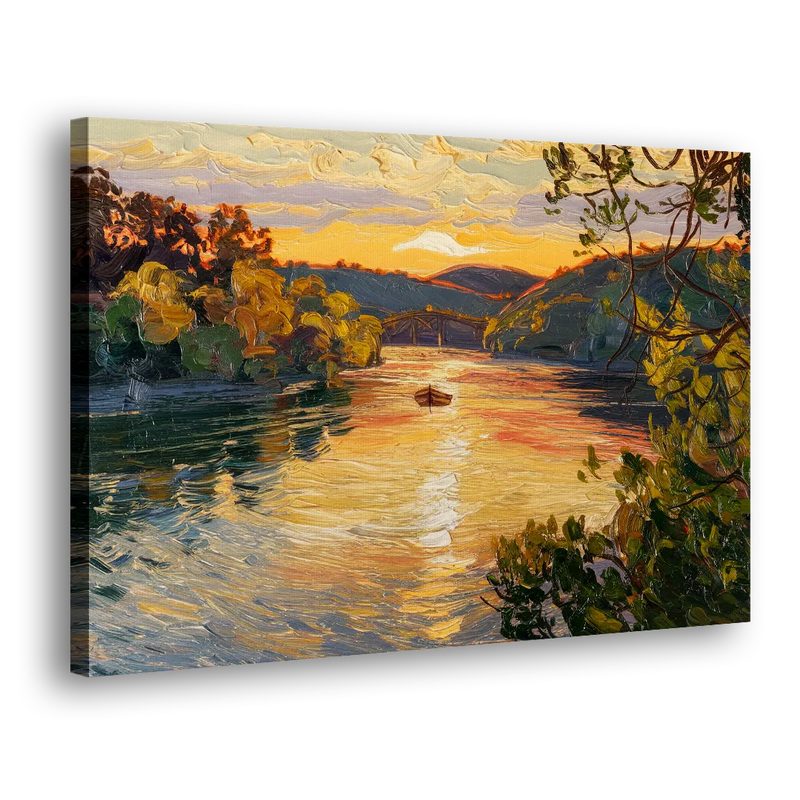 New Hope Delaware River Sunset - Canvas Print Art Sides