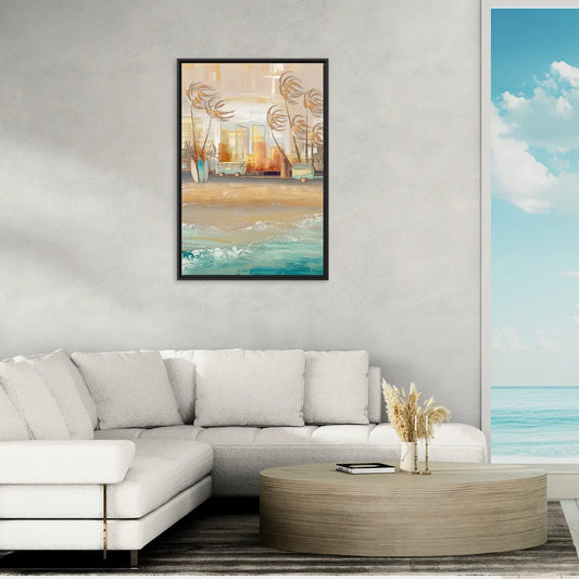 San Diego Pacific Beach Vibes Surf - Living Room Black Frame Canvas