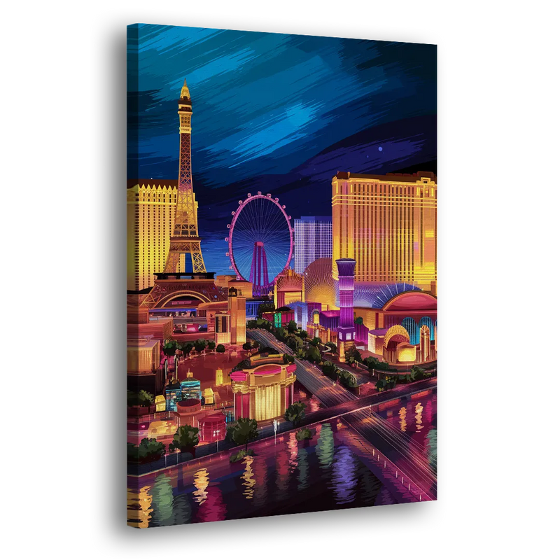 Las Vegas Skyline Panorama - Canvas Print Art Sides