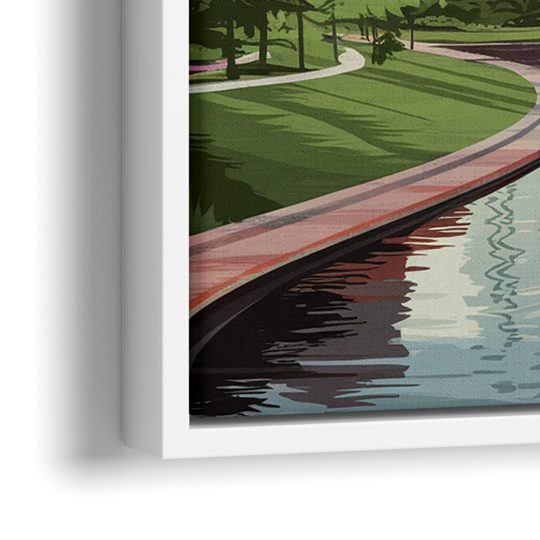Omaha Downtown View - Close-Up White Frame Canvas