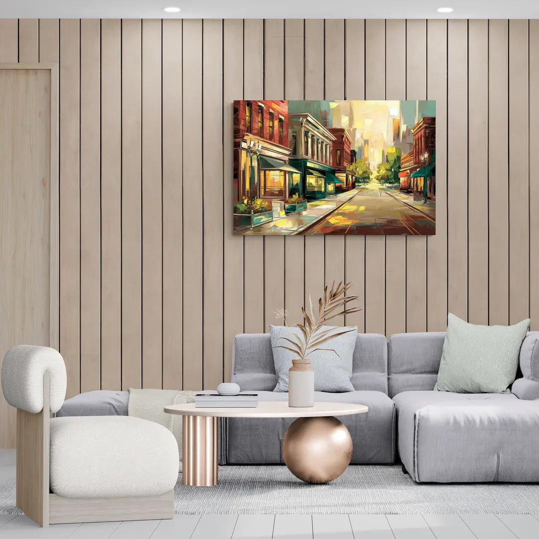 Greensboro Downtown Streetscape - Canvas Wall Art Living Room