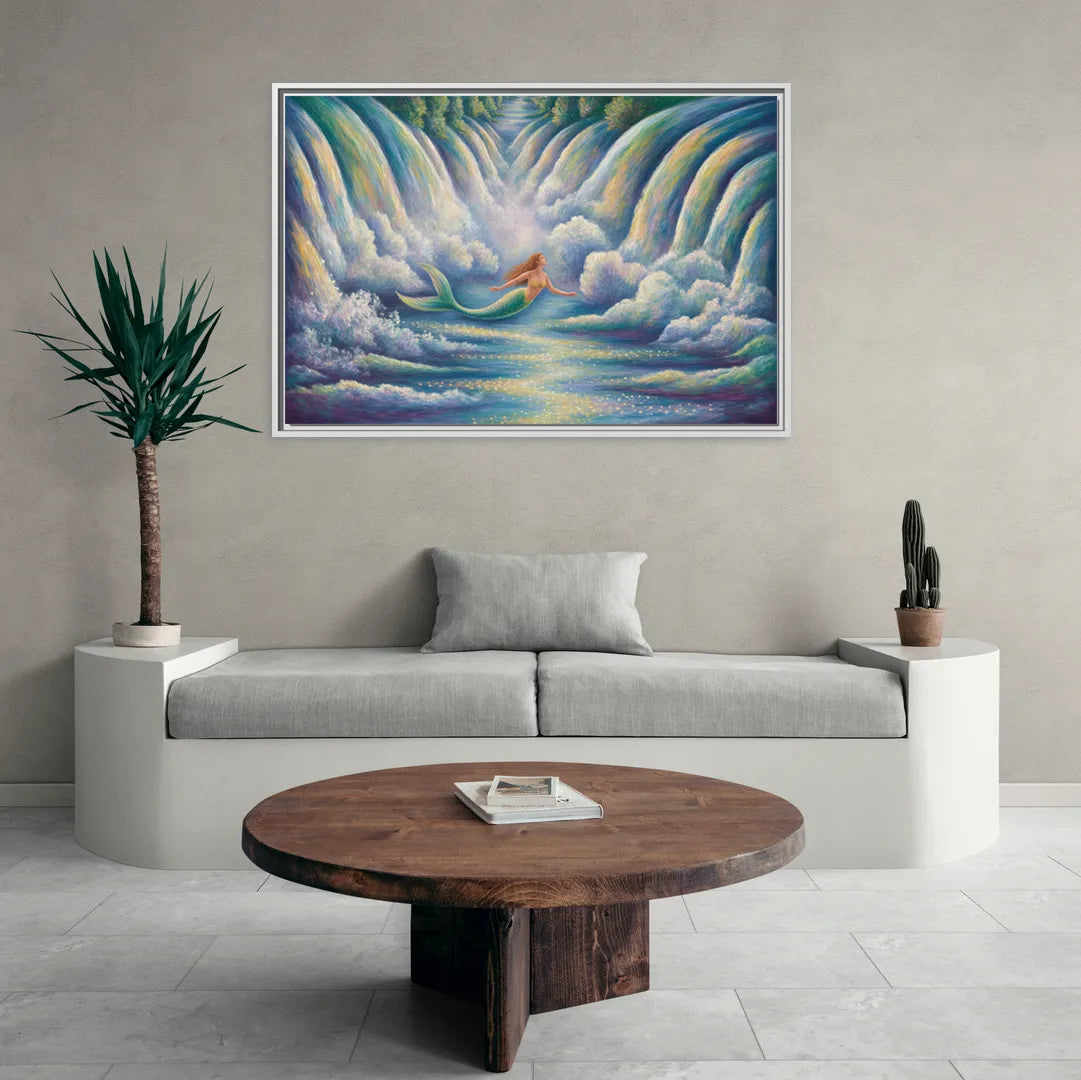 Maid of the Mist Journey - Living Room White Frame Canvas