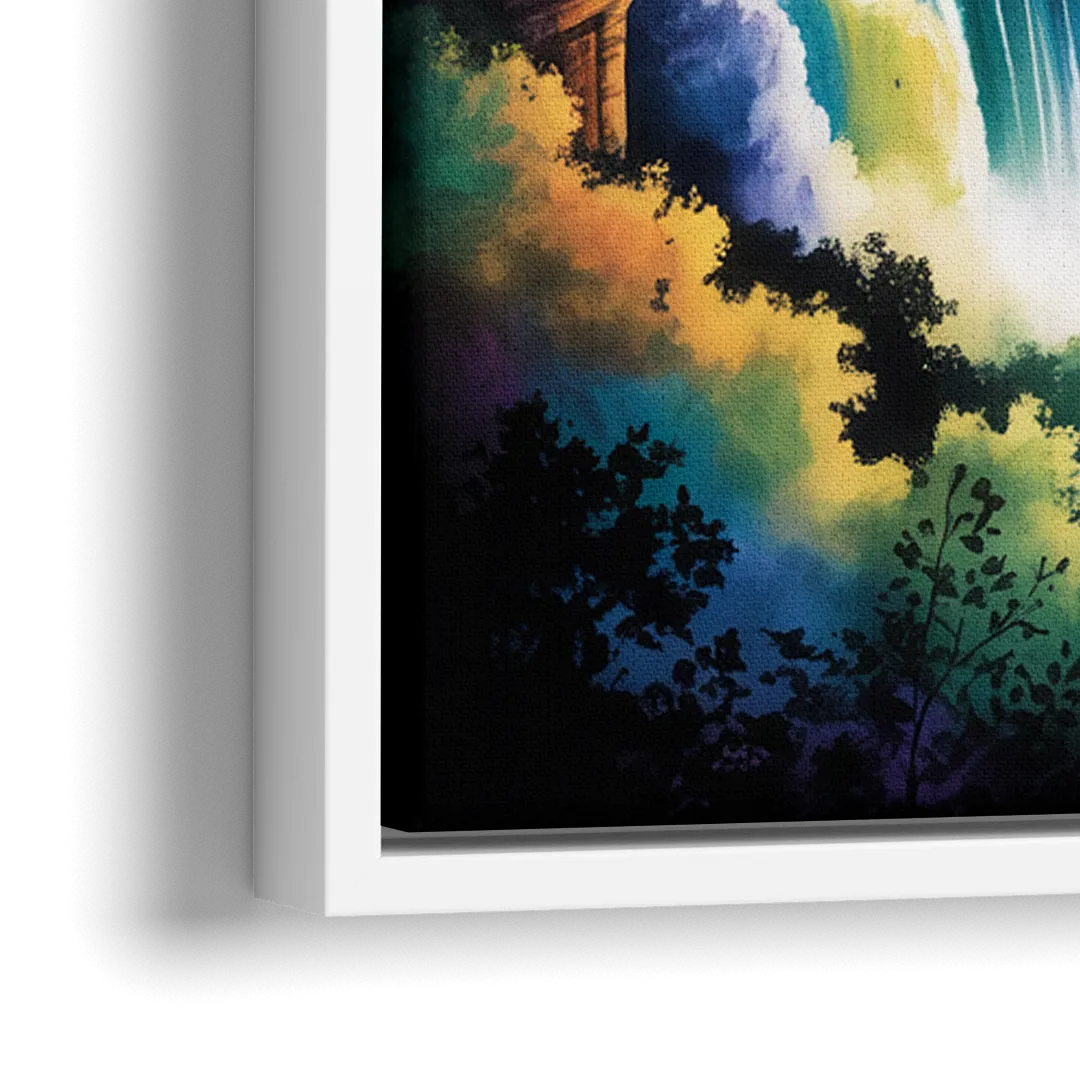 Niagara Falls at Night - Close-Up White Frame Canvas