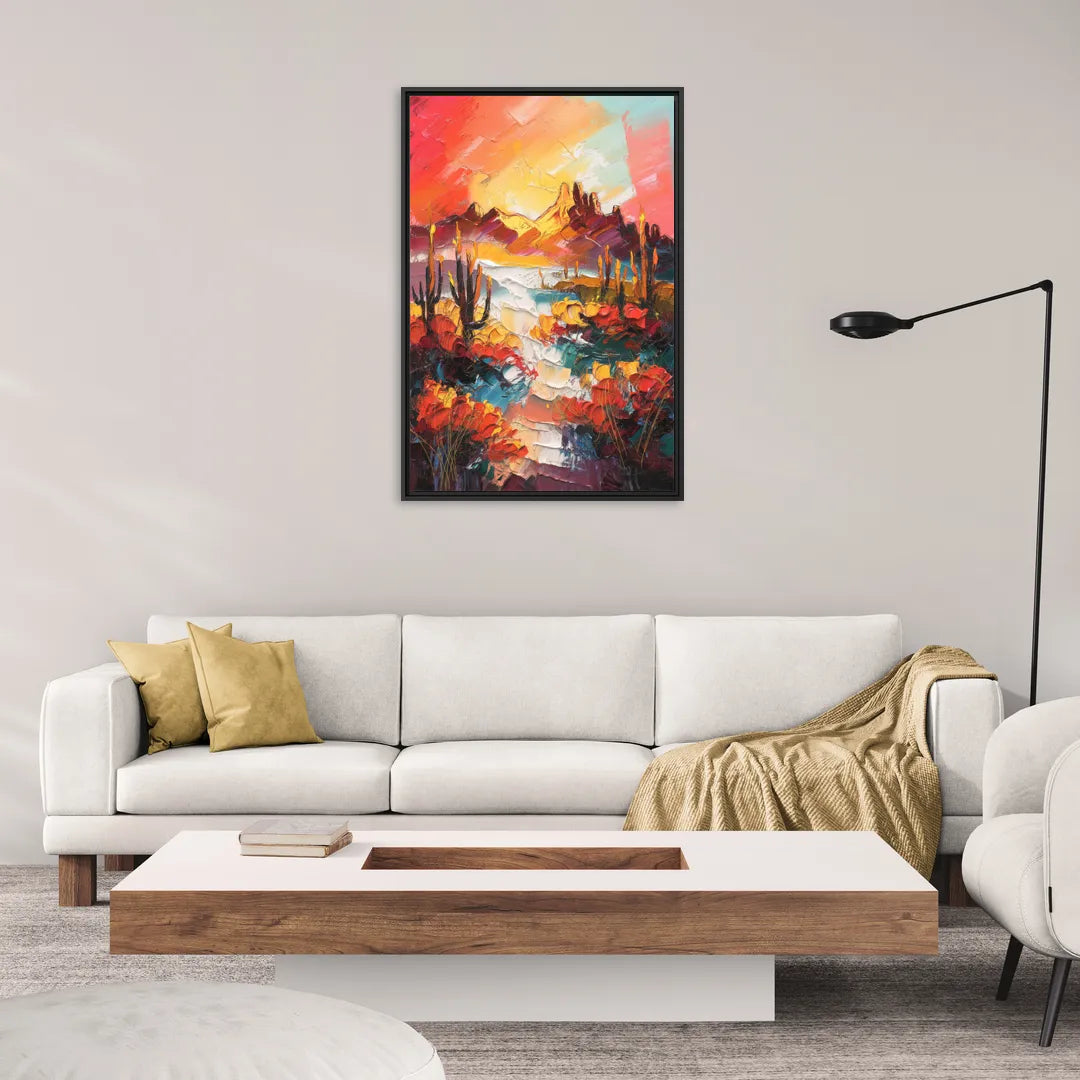 Phoenix Mountain Horizon - Living Room Black Frame Canvas