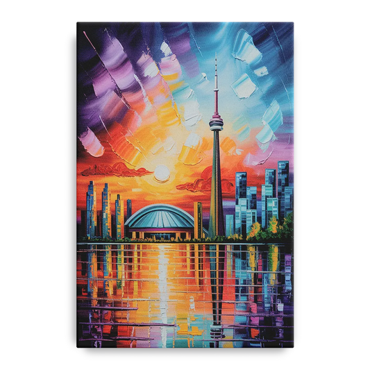 CN Tower Sunset Watercolor - Canvas Wall Art