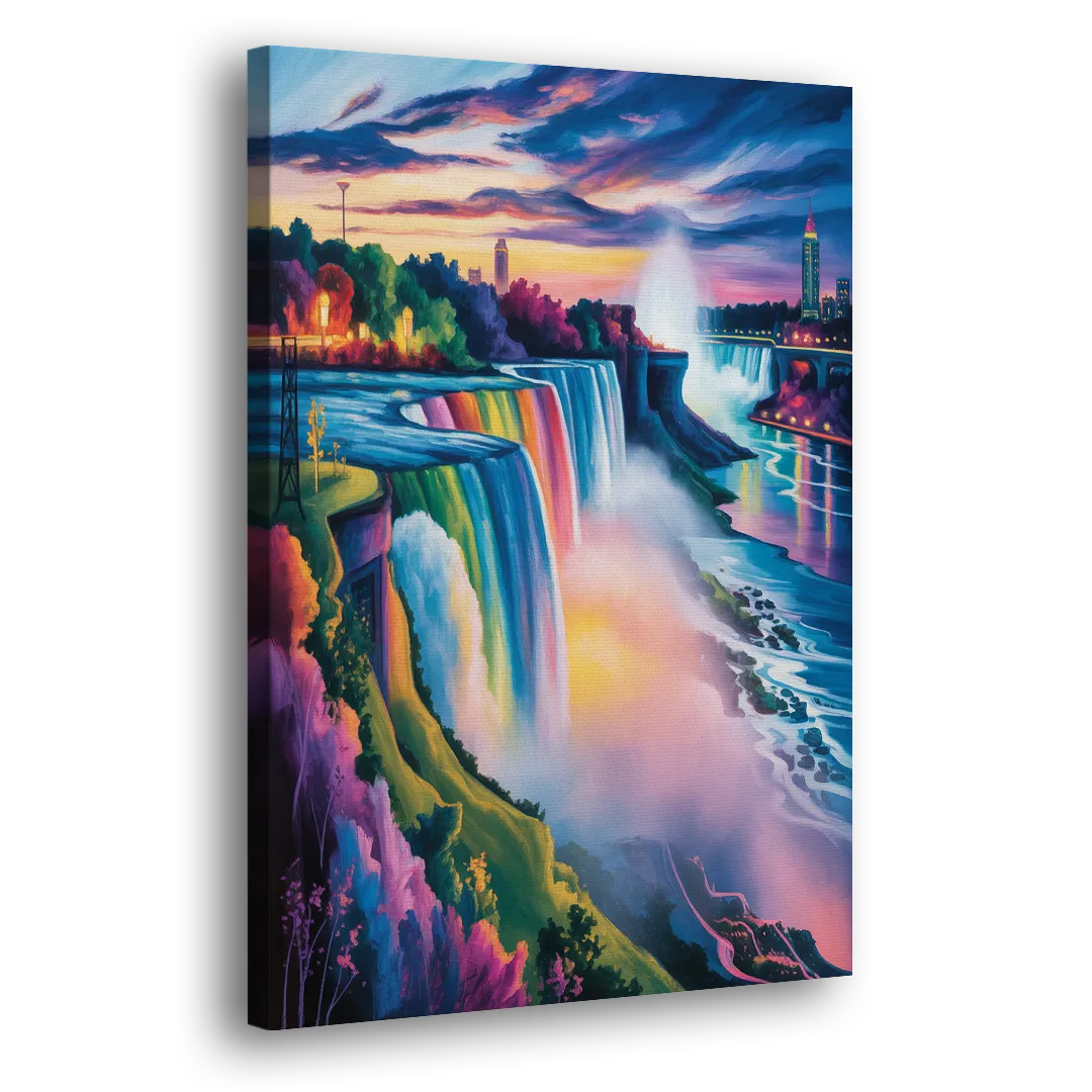 Niagara Falls Rainbow Light - Canvas Print Art Sides