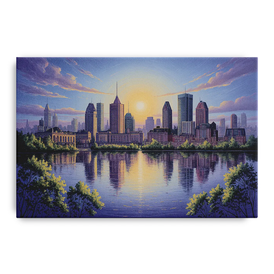 Montreal Skyline Reflections - Canvas Wall Art