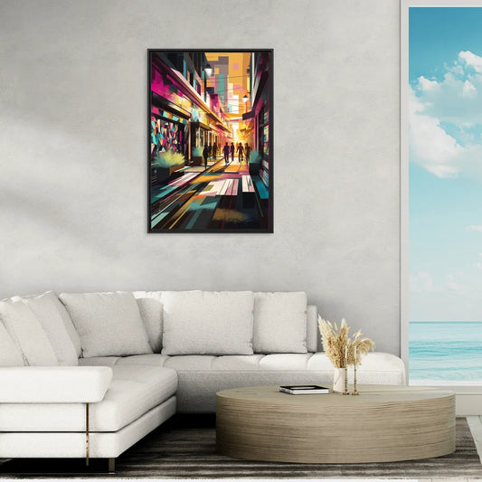 Garland Vibrant Streets - Living Room Black Frame Canvas