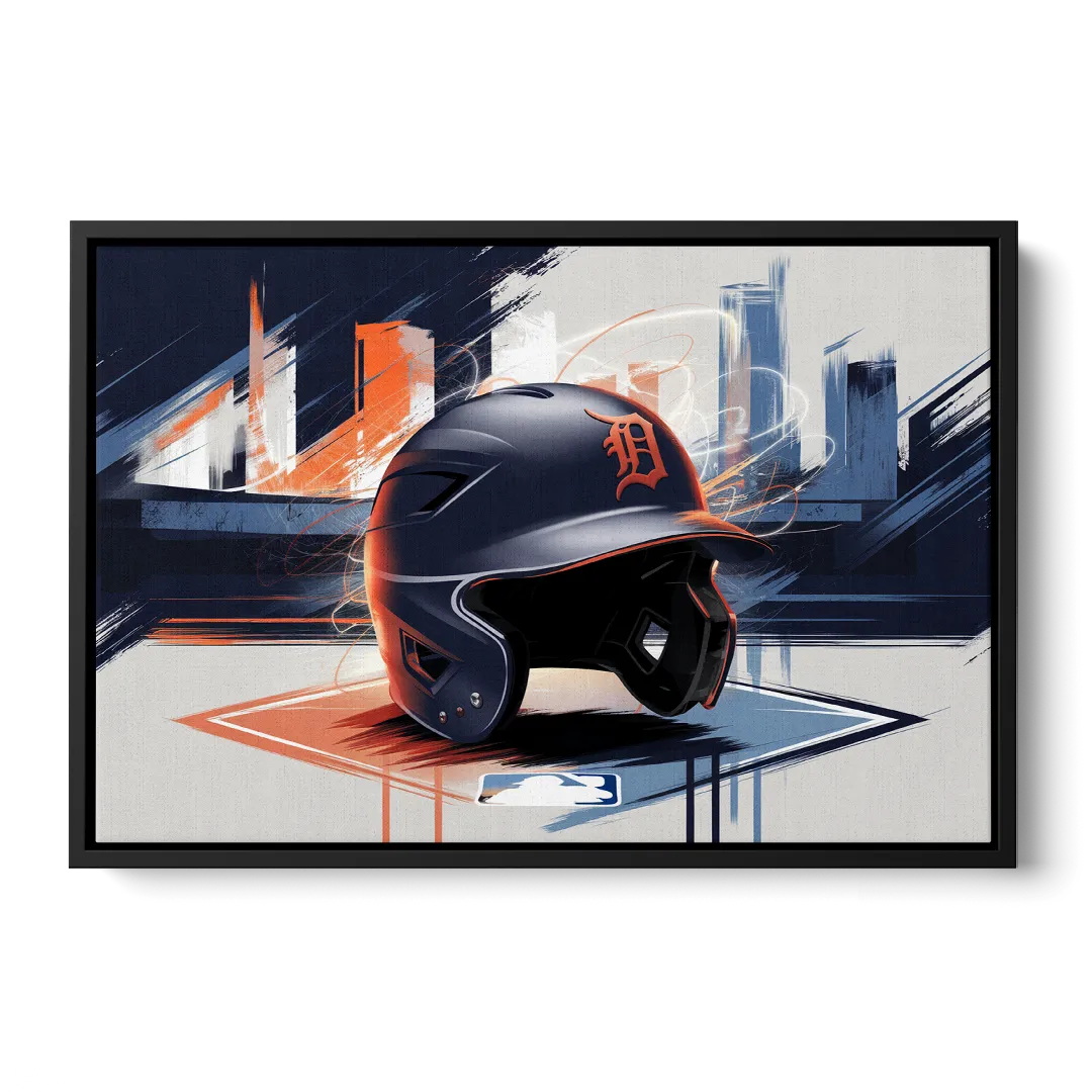Detroit Tigers Baseball - Black Frame Canvas