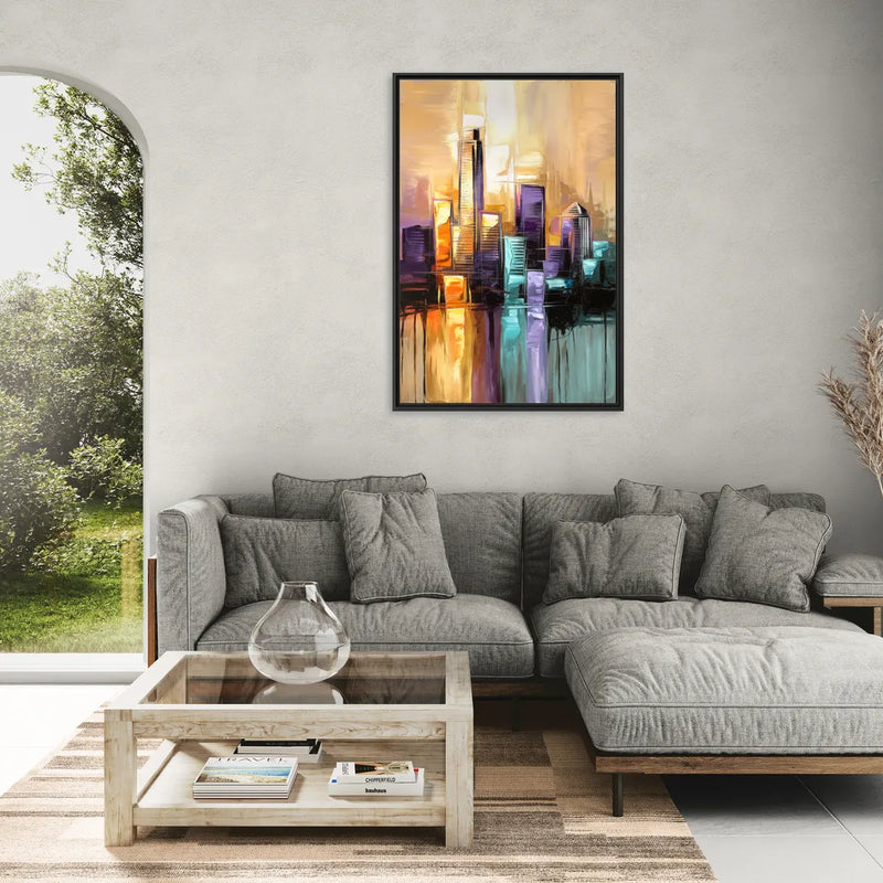 Austin Moody Cityscape - Living Room Black Frame Canvas