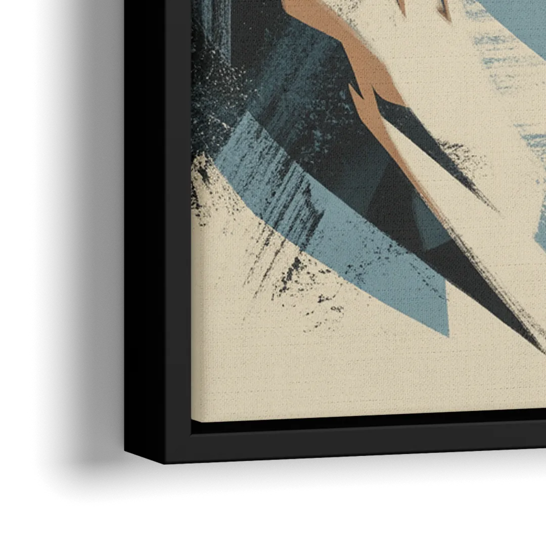 Grouse Mountain Snow View - Close-Up Black Frame Canvas