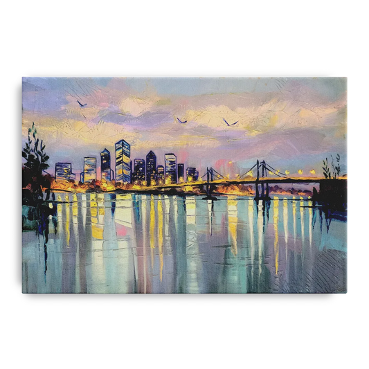Portland Waterfront Reflection - Canvas Wall Art