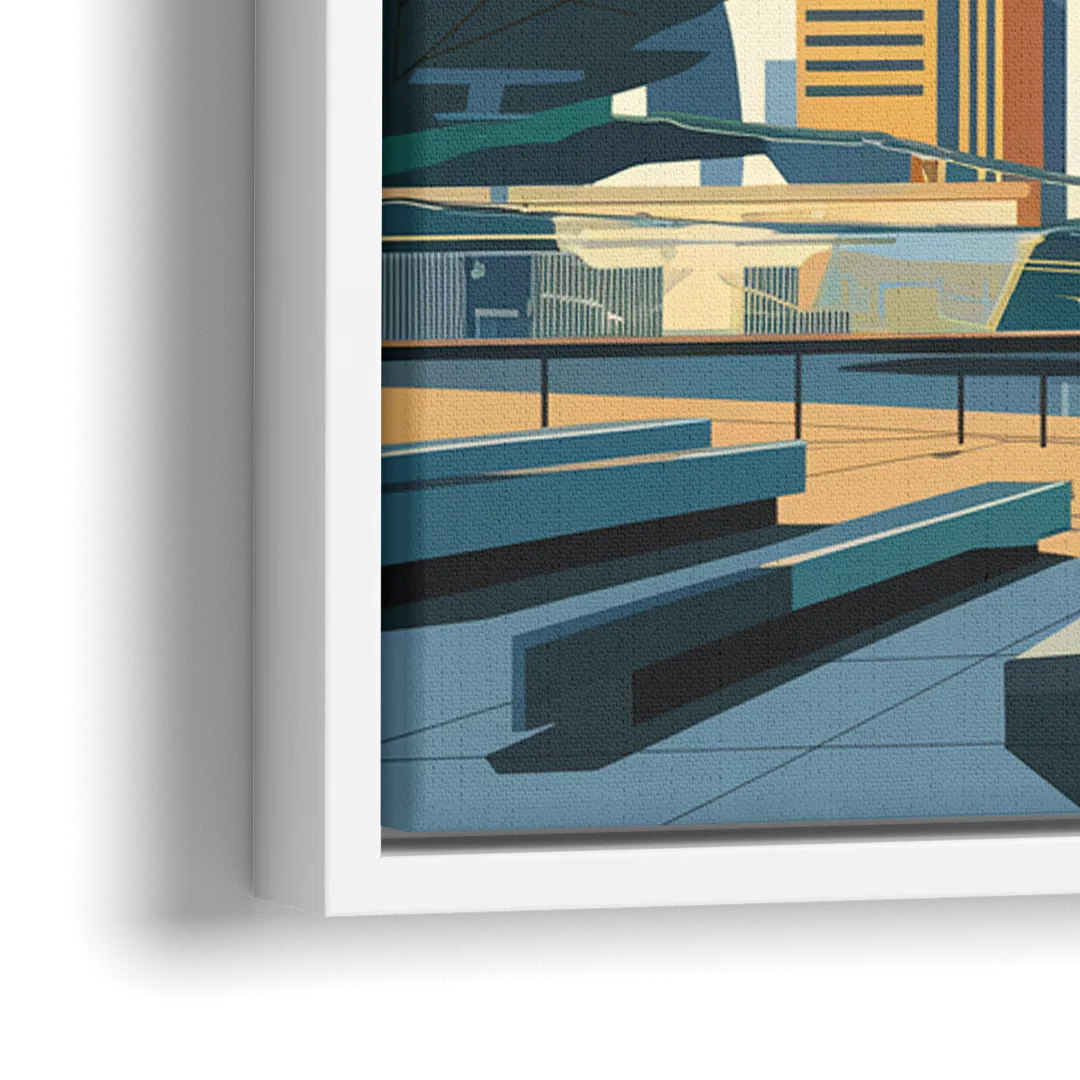 Jersey City Urban Architecture - Close-Up White Frame Canvas