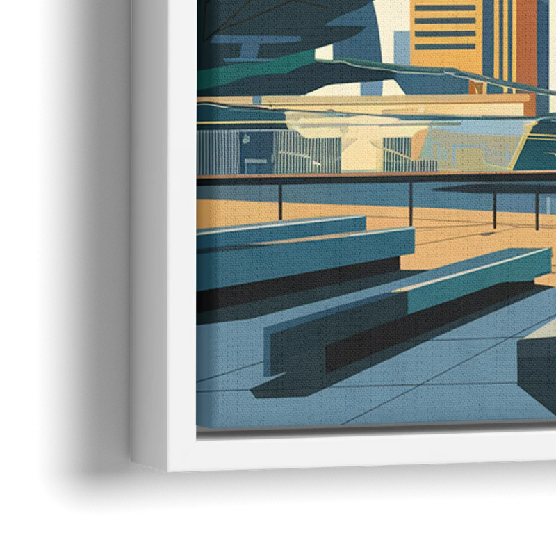 Jersey City Urban Architecture - Close-Up White Frame Canvas