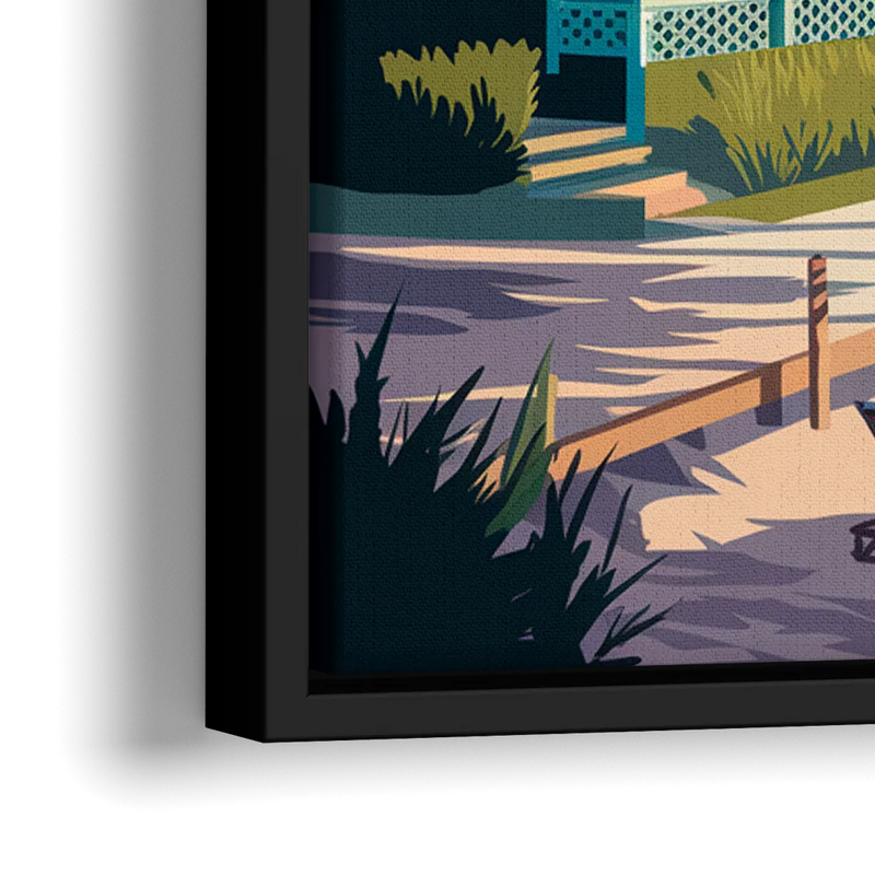 Key West Florida Coastline - Close-Up Black Frame Canvas