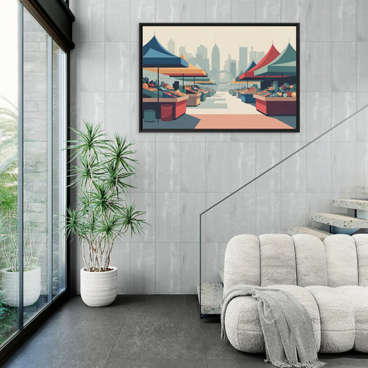 Jean Talon Market - Living Room Black Frame Canvas