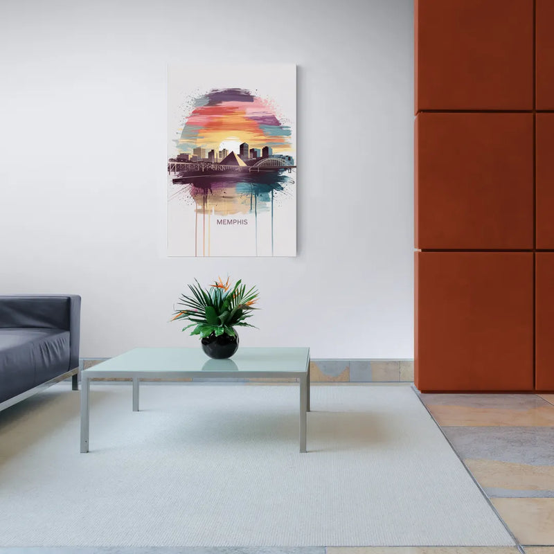 Memphis Skyline at Sunset - Canvas Wall Art Living Room
