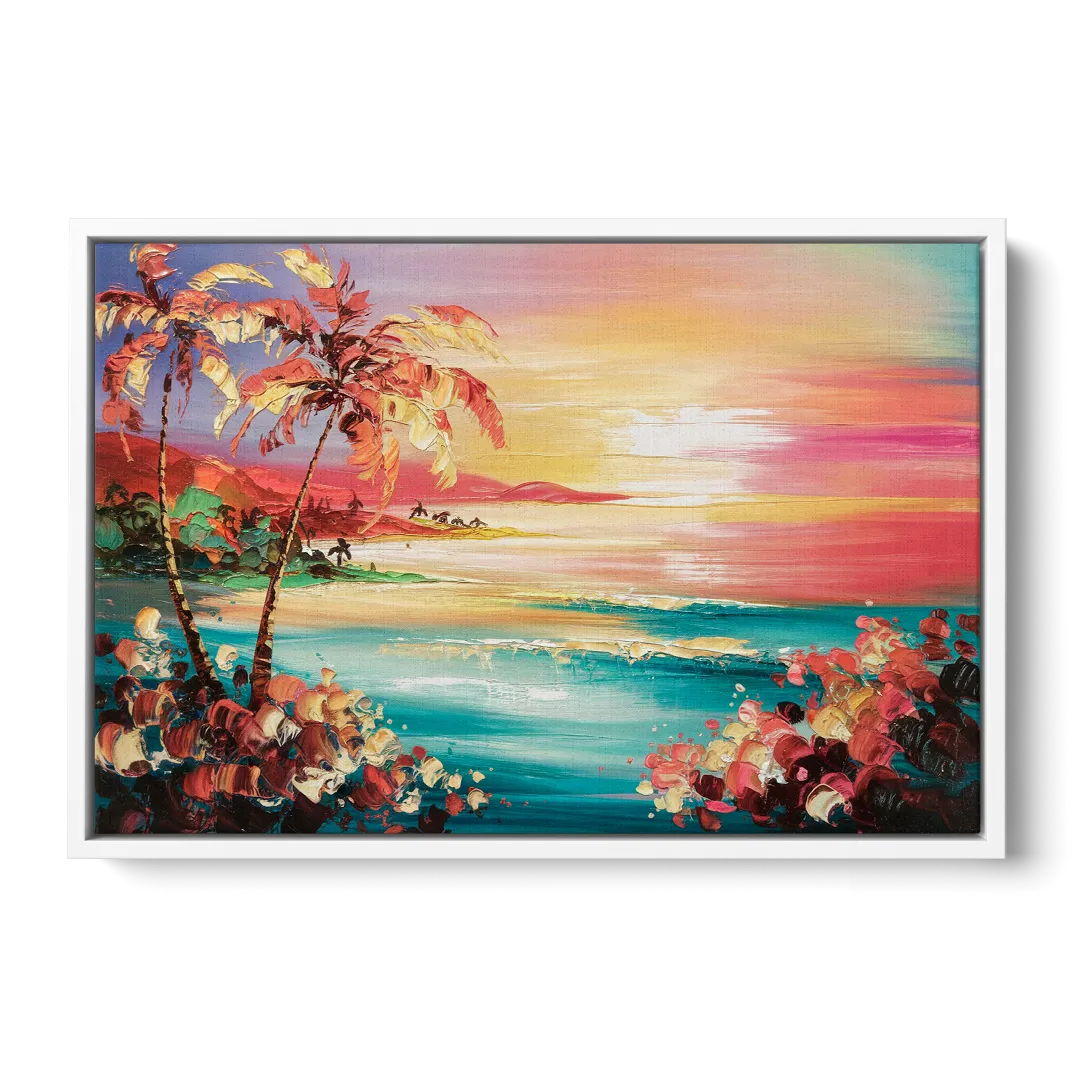Fort Lauderdale Coastal Sunset - White Frame Canvas