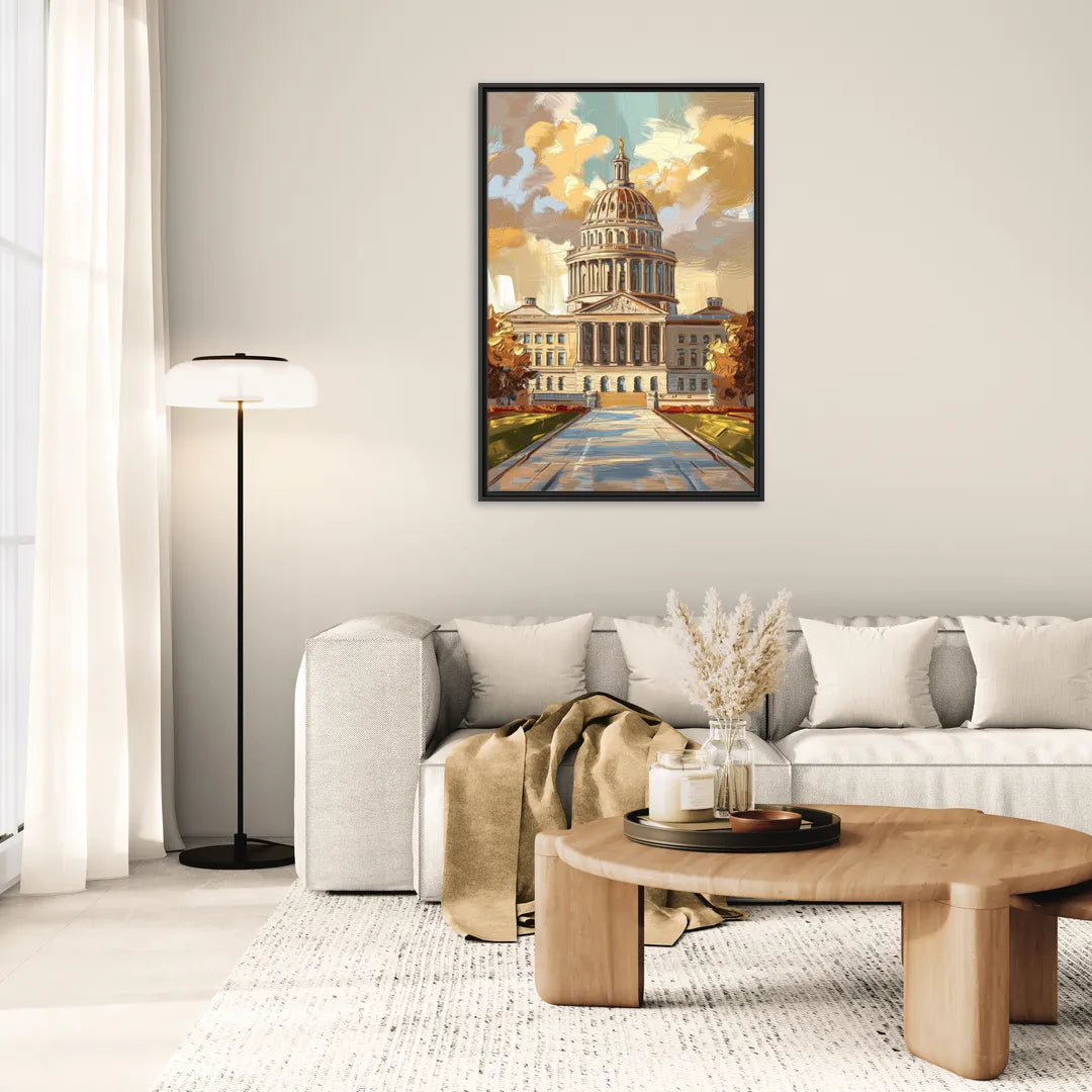 Springfield State Capitol - Living Room Black Frame Canvas