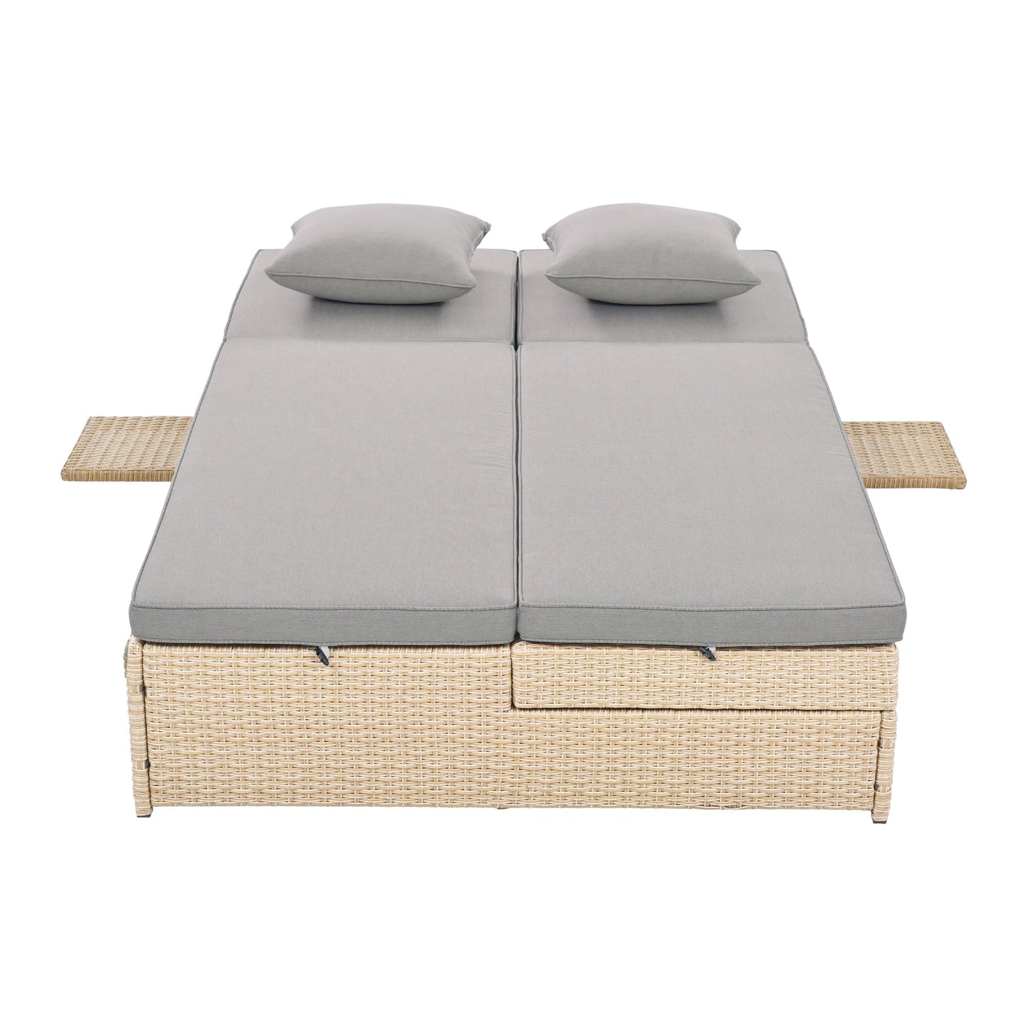 Outdoor Double Daybed – Reclining Wicker Rattan with Patio Cushions