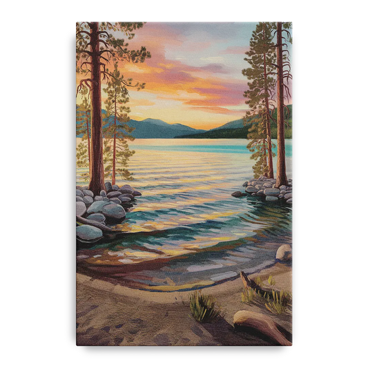 Lake Tahoe Tranquil Shoreline - Canvas Wall Art