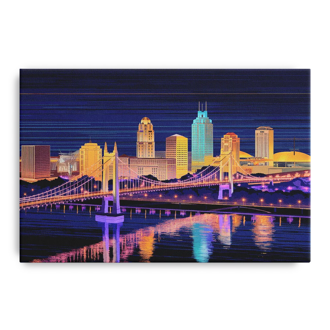 Cincinnati Nighttime Skyline - Canvas Wall Art