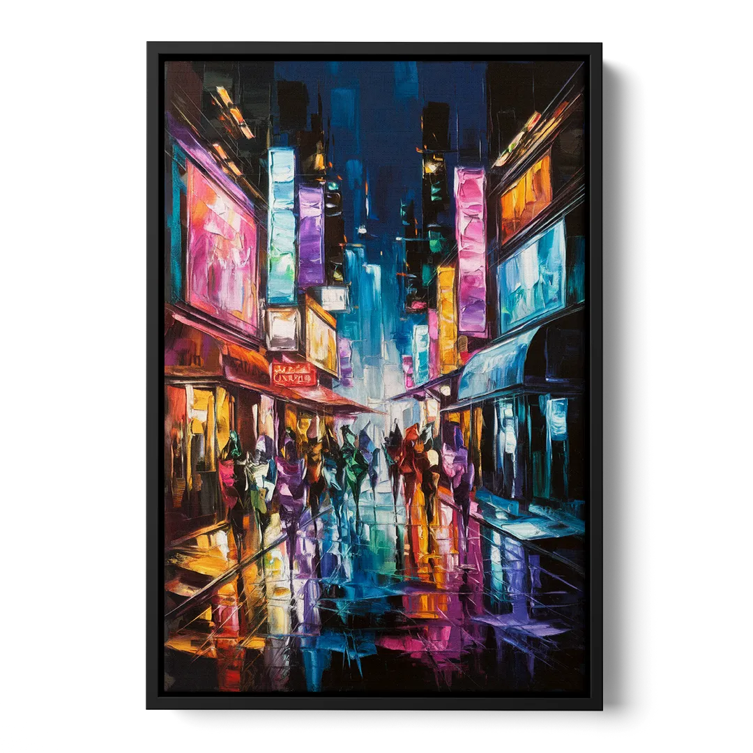 Joseph Vibrant Streets - Black Frame Canvas