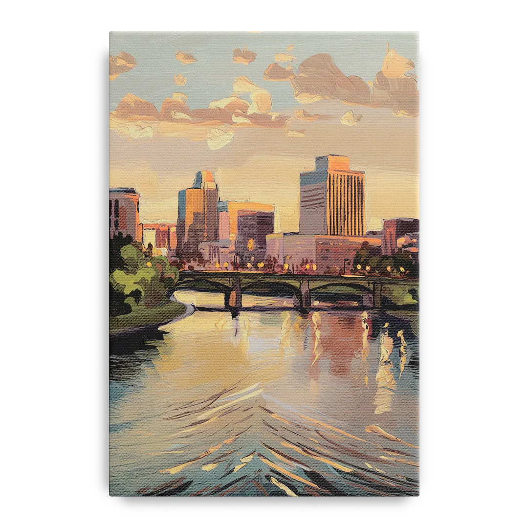 Little Rock Downtown Panorama - Canvas Wall Art