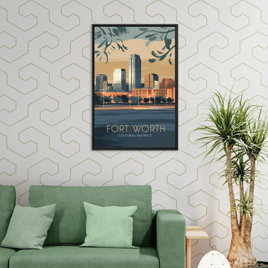 Fort Worth Cultural District Vibes - Living Room Black Frame Canvas