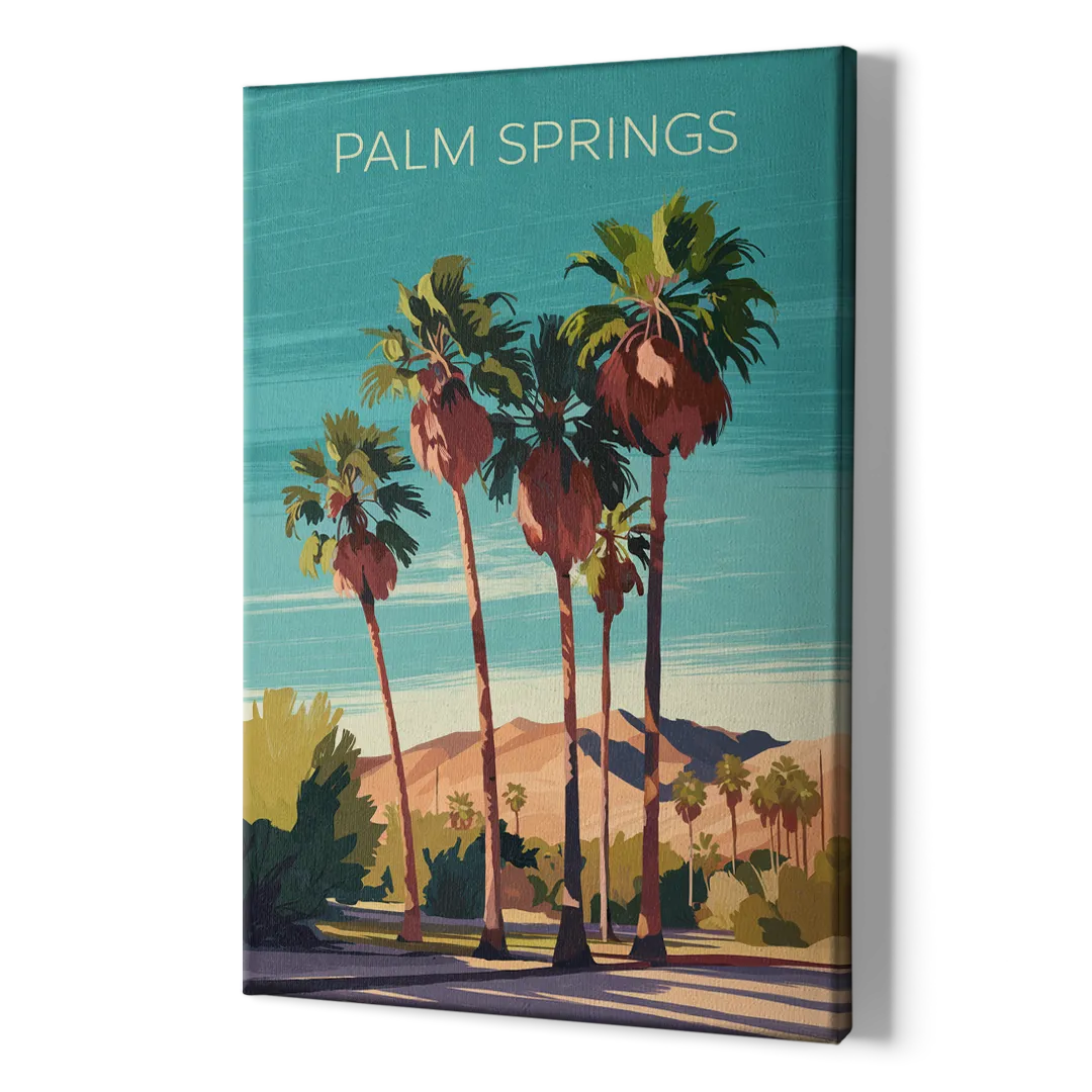 Palm Springs Palm Trees and Sky - Canvas Print Art Sides