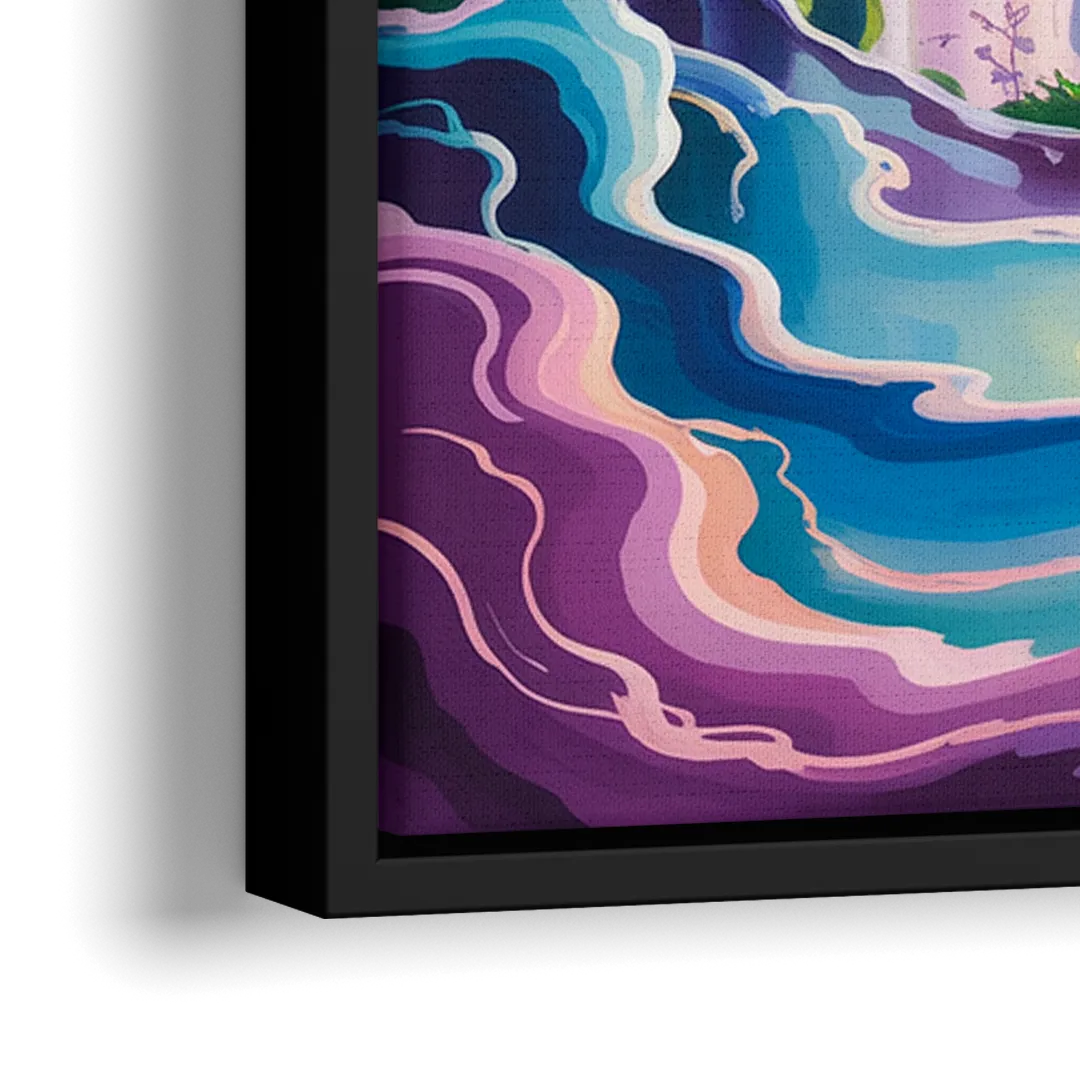 Niagara Falls Summer View - Close-Up Black Frame Canvas