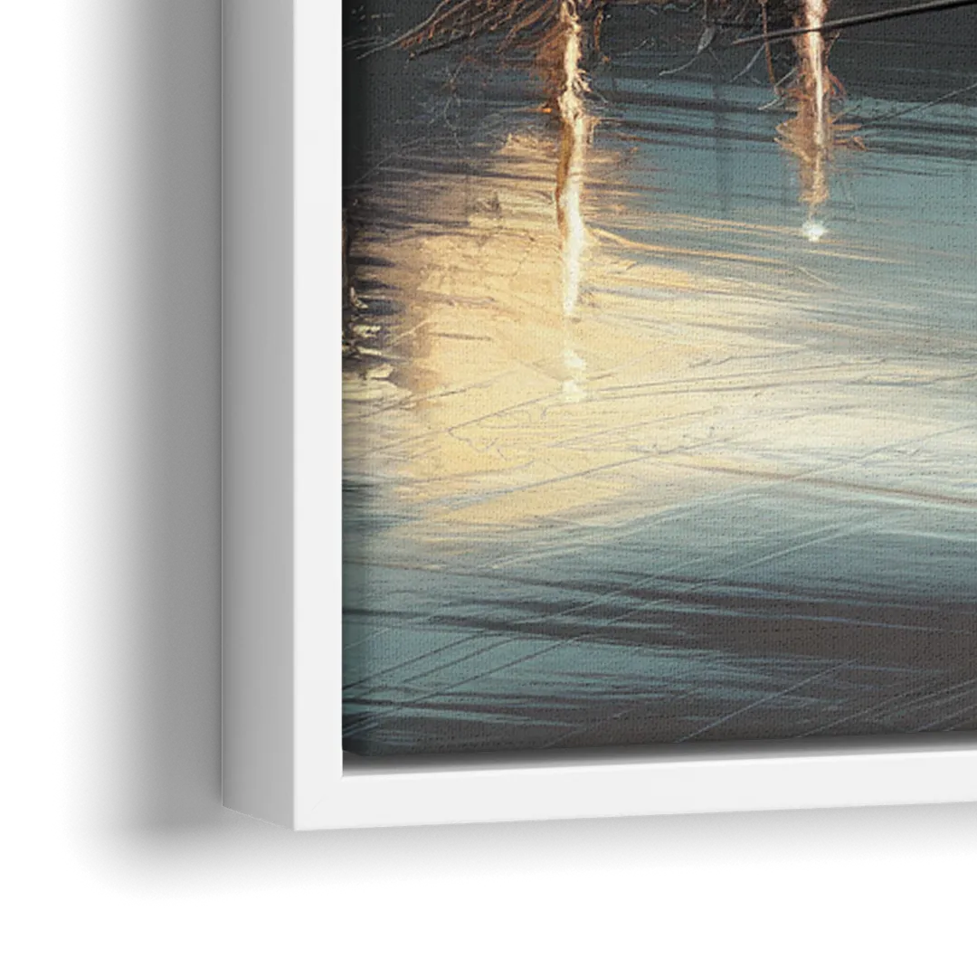 Des Moines Skyline Panorama - Close-Up White Frame Canvas