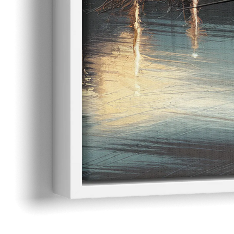 Des Moines Skyline Panorama - Close-Up White Frame Canvas