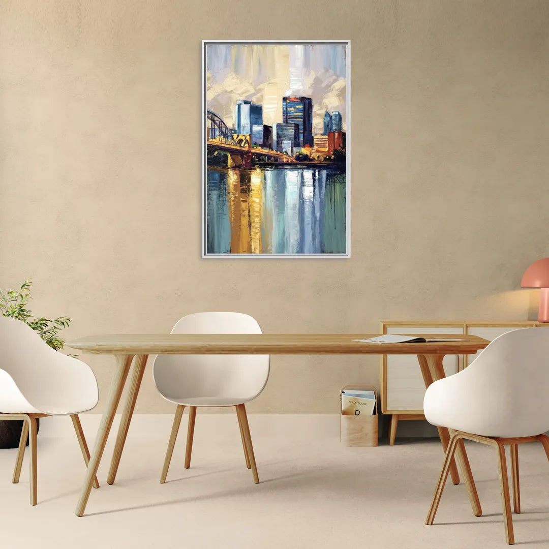 Memphis Downtown Charm - Living Room White Frame Canvas