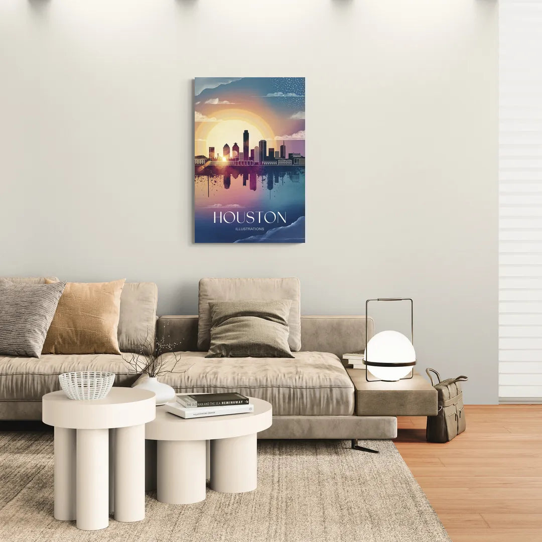 Houston Iconic Landmarks - Canvas Wall Art Living Room