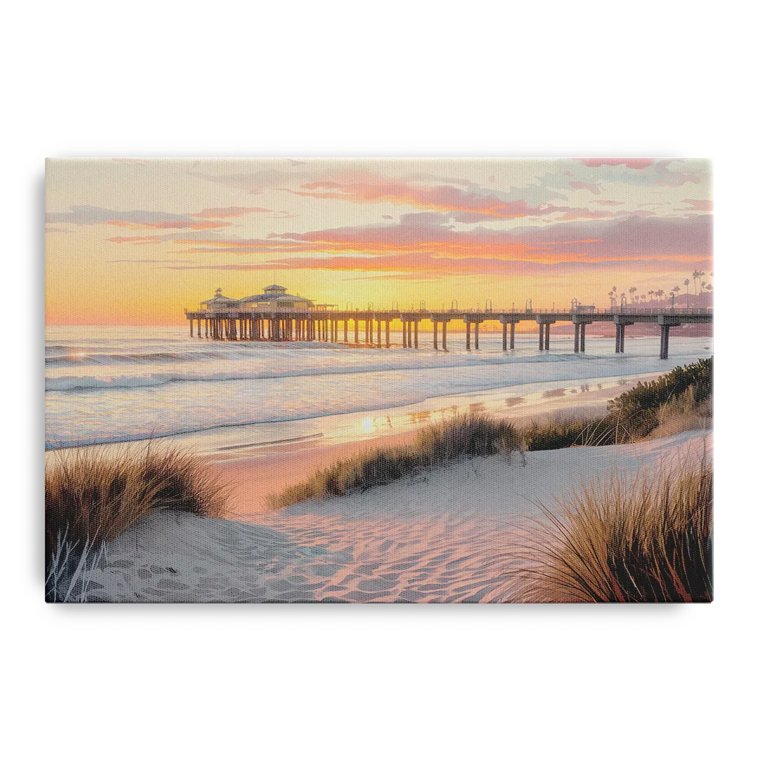 Huntington Beach Coastal Vibes - Canvas Wall Art