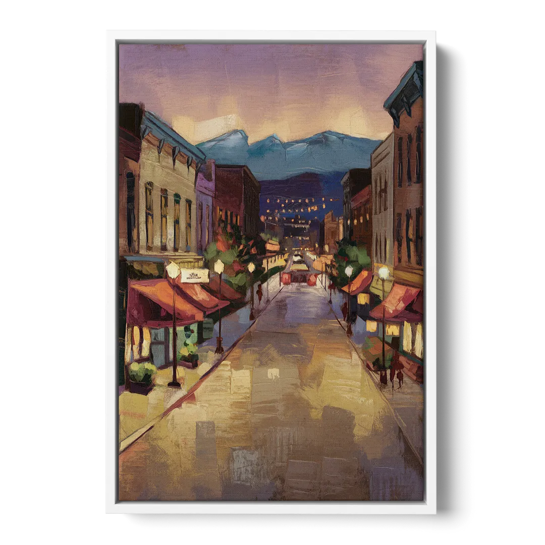 Park City Historic Main Street - White Frame Canvas