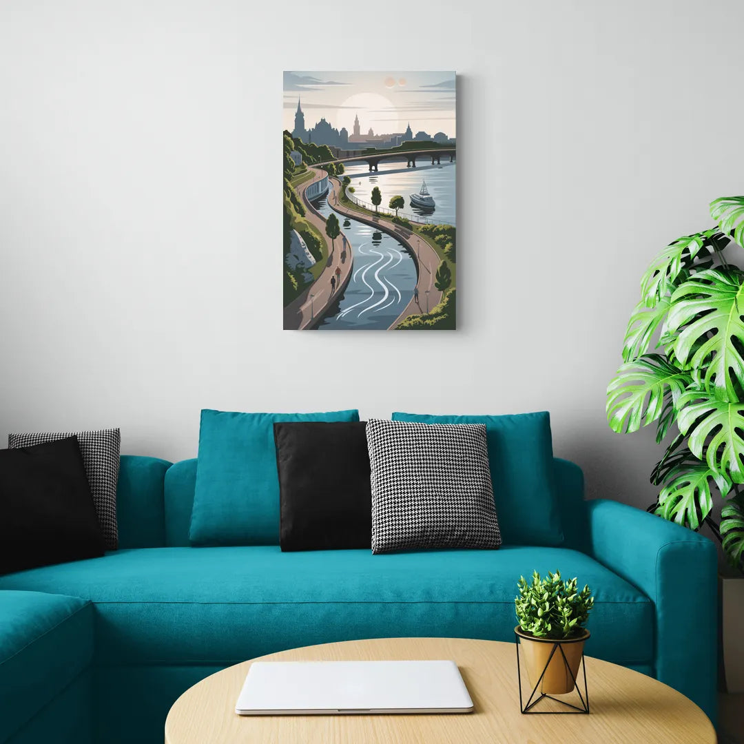 Quebec City Scenic Pathway - Canvas Wall Art Living Room