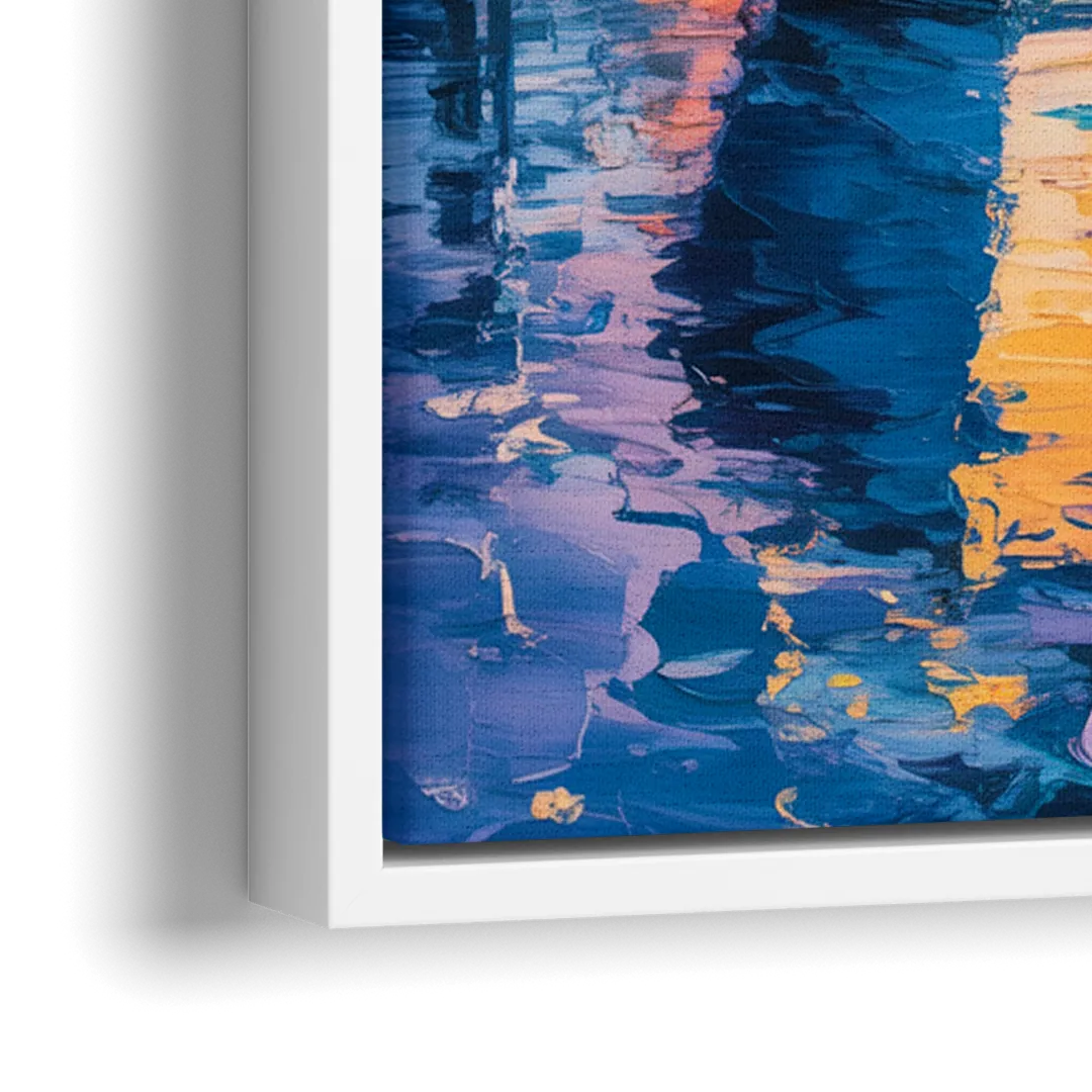 False Creek Boats - Close-Up White Frame Canvas