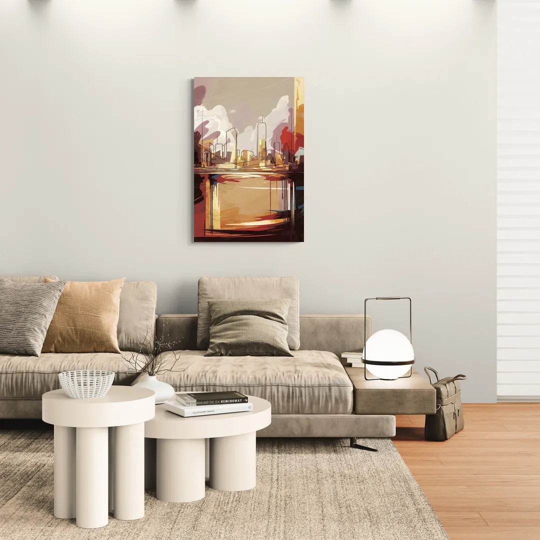 Fort Wayne Skyline Panorama - Canvas Wall Art Living Room