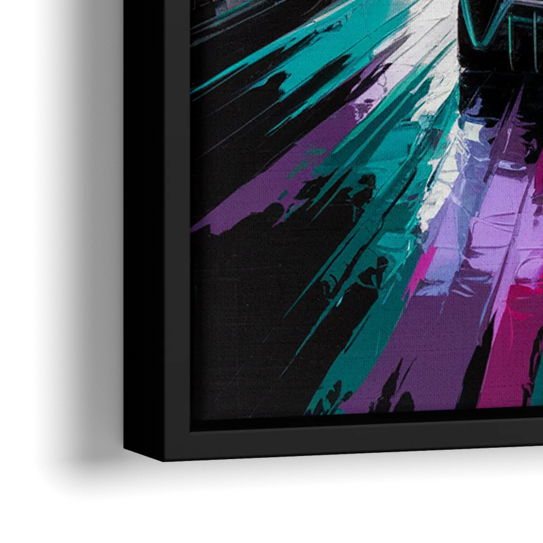 Miami Vice Neon Nights - Close-Up Black Frame Canvas