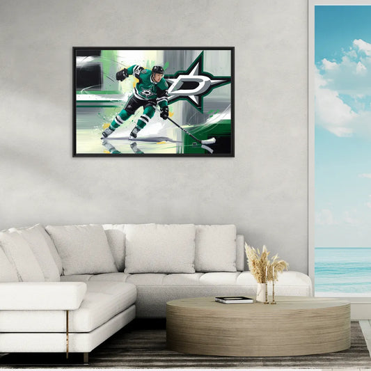 Dallas Stars Hockey - Living Room Black Frame Canvas