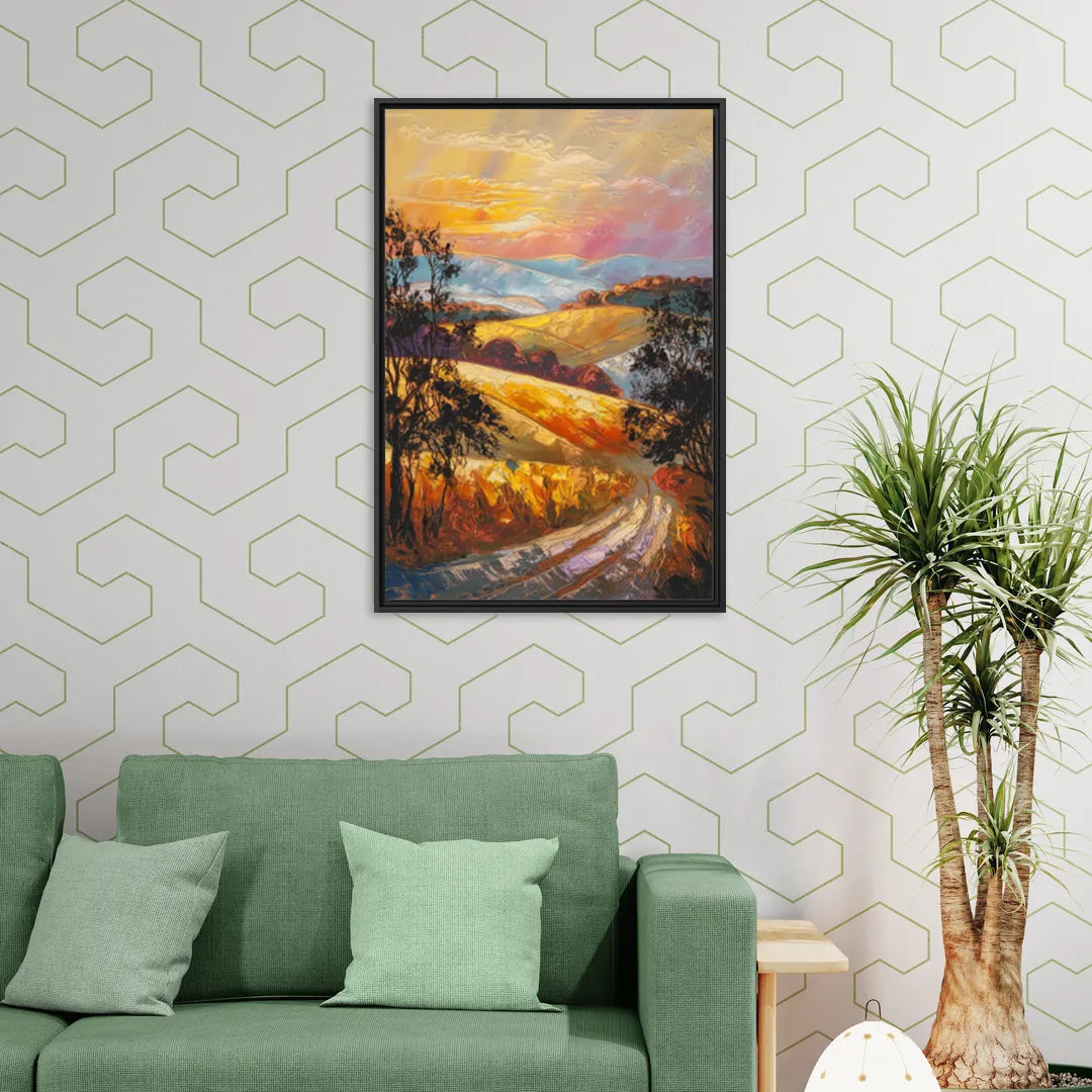 Lancaster Sunset Views - Living Room Black Frame Canvas