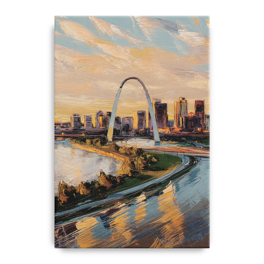 St. Louis Downtown Aerial View - Canvas Wall Art