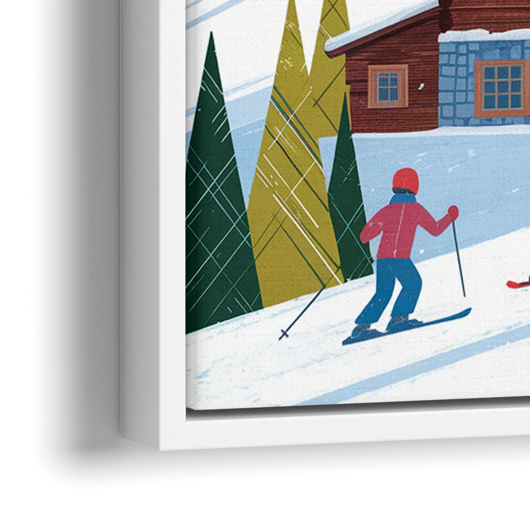Park City Ski Slopes - Close-Up White Frame Canvas