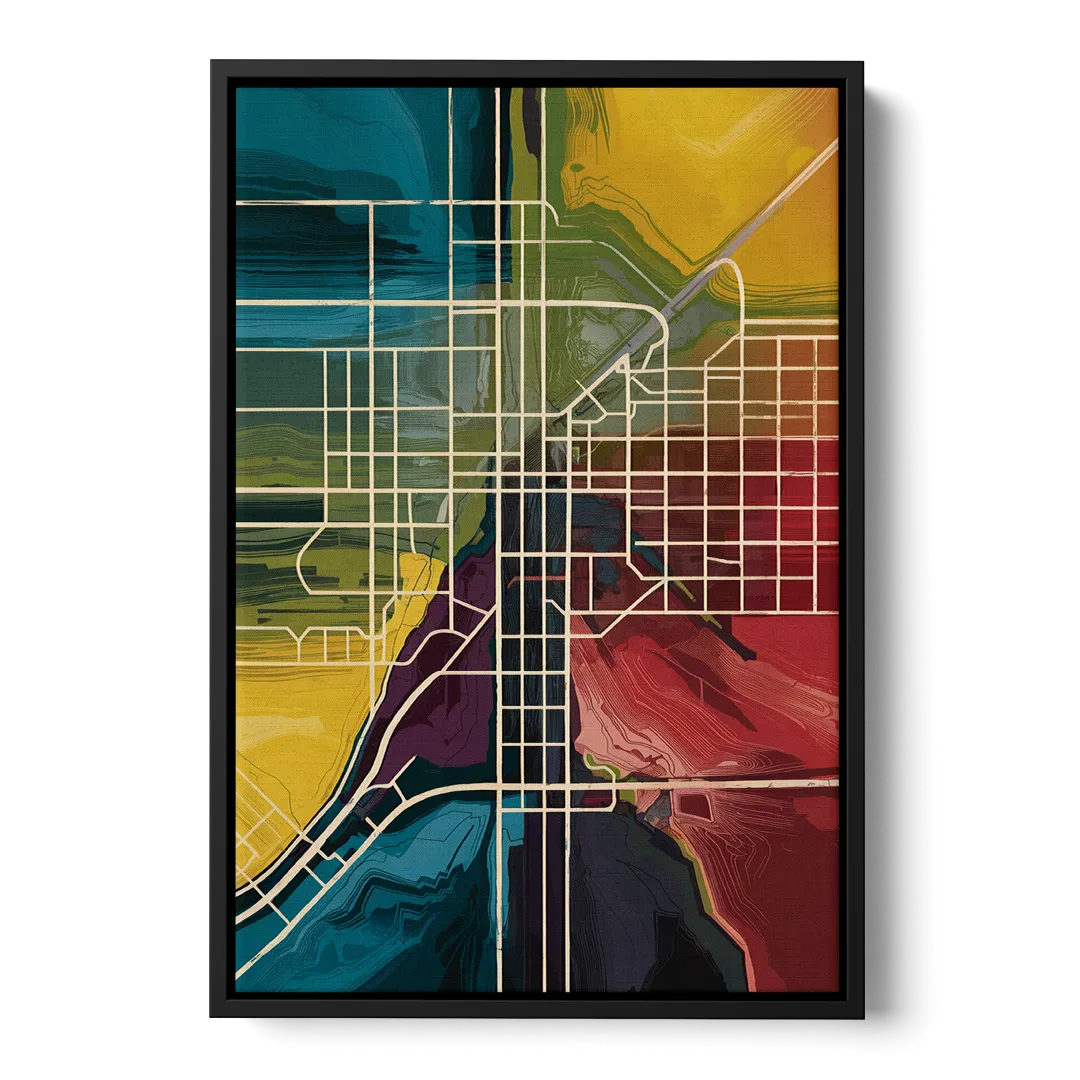Las Vegas Map Design - Black Frame Canvas