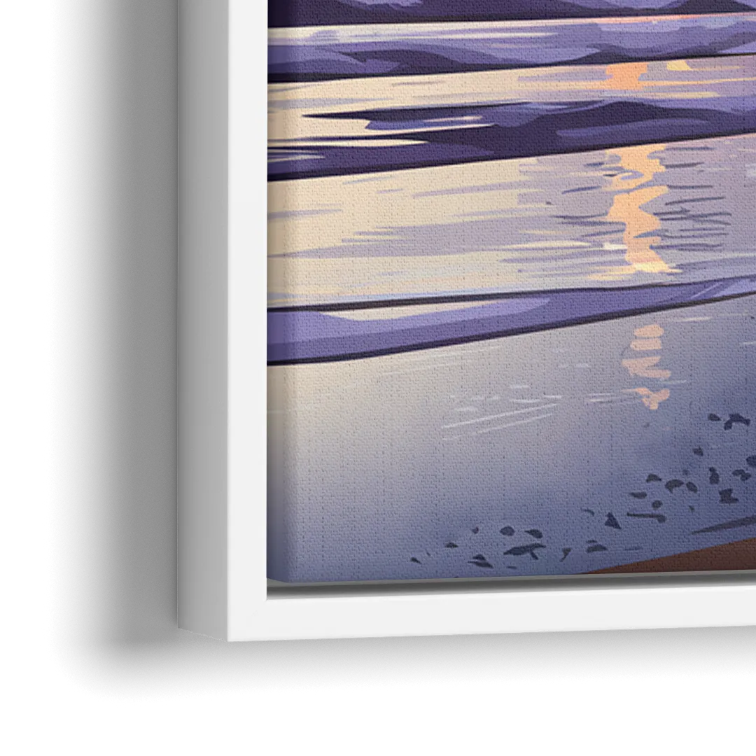 Huntington Beach Pier At Twilight - Close-Up White Frame Canvas
